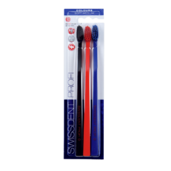 Swissdent PROFI Colors SOFT-MEDIUM käsihambaharjad (must, punane, sinine) - Pilt 3