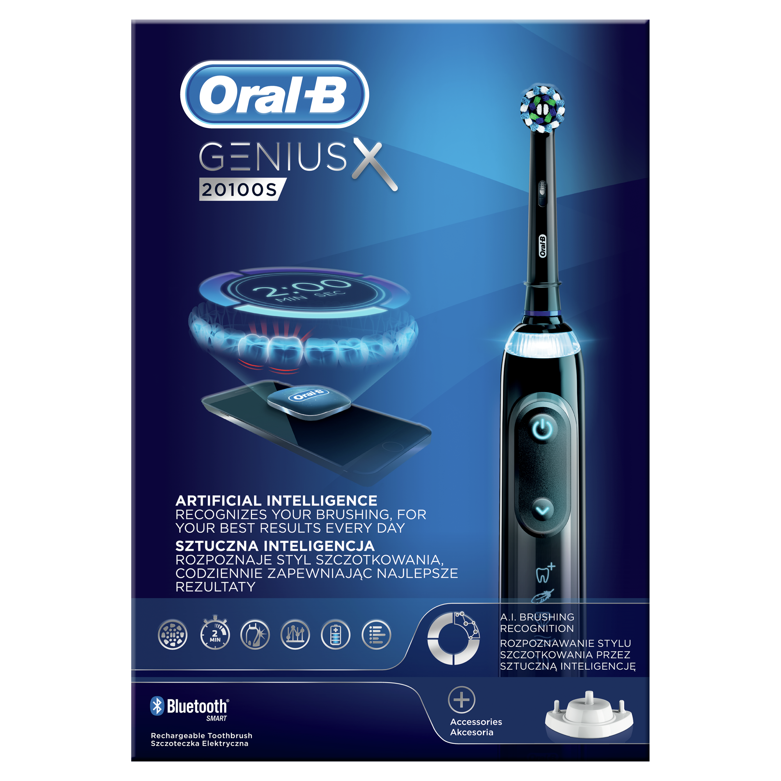 Oral-B GENIUS X 20100S Black elektriline hambahari (surveanduri, äpi, 6 režiimi ja 1 harjapeaga) - Pilt 4