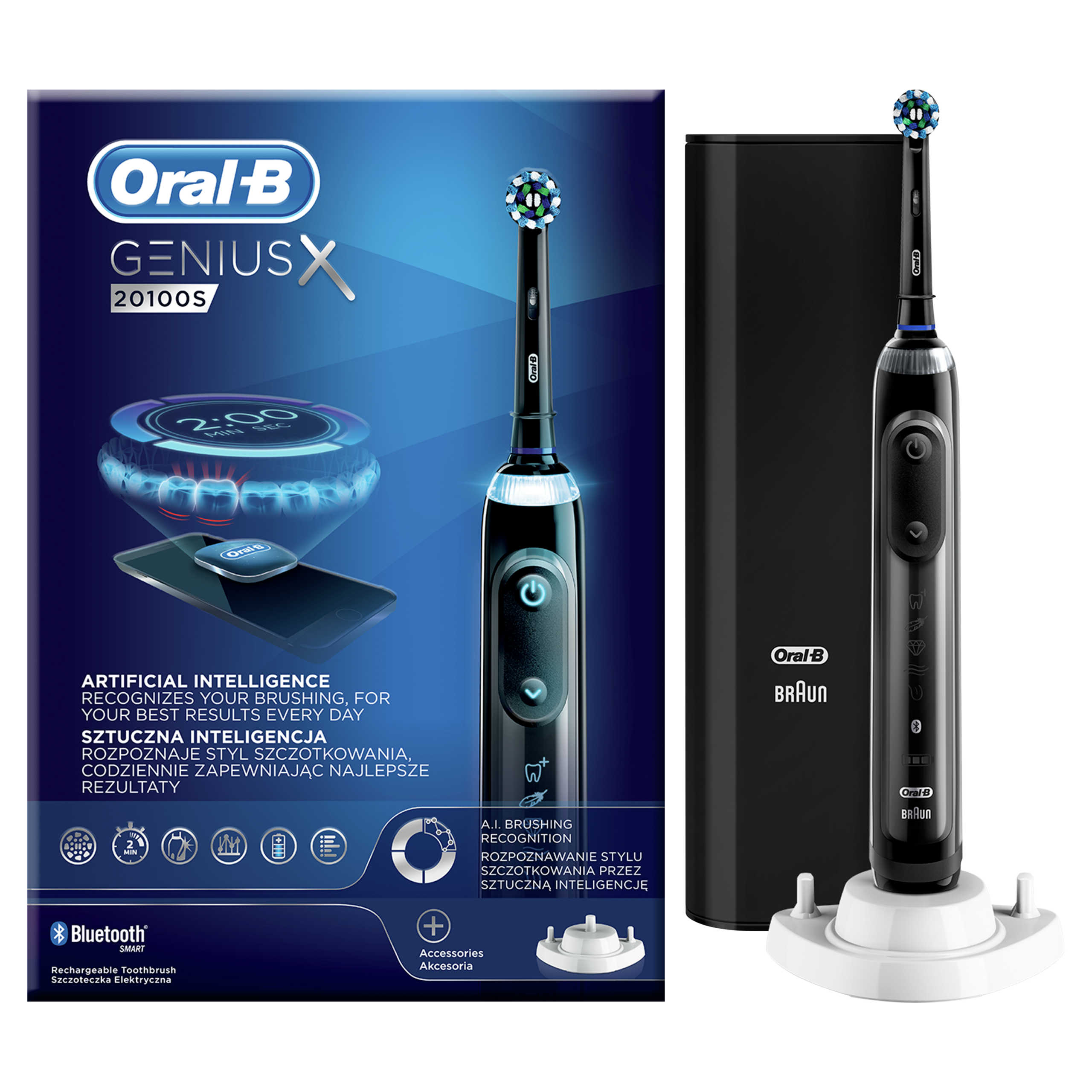 Oral-B GENIUS X 20100S Black elektriline hambahari (surveanduri, äpi, 6 režiimi ja 1 harjapeaga) - Pilt 2