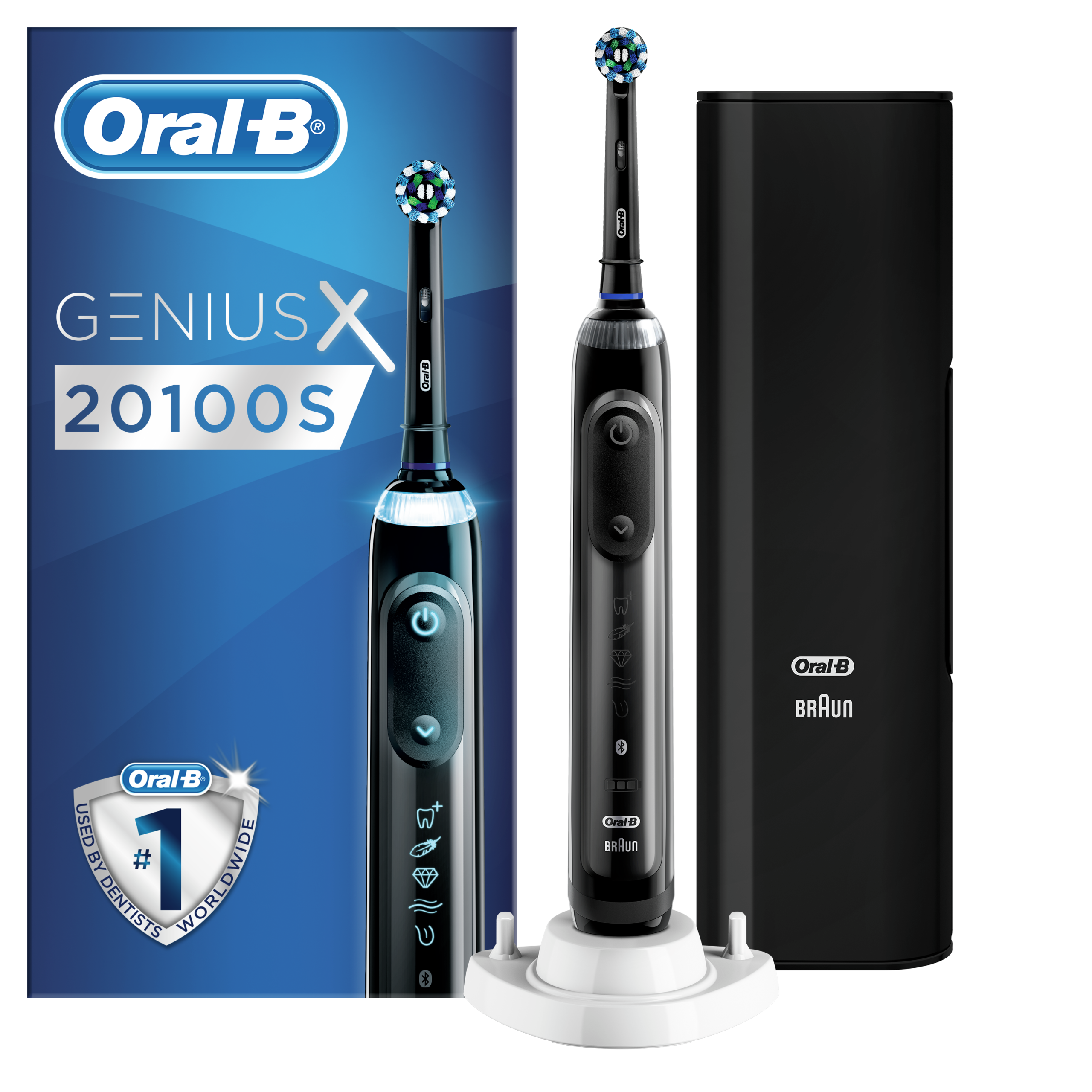 Oral-B GENIUS X 20100S Black elektriline hambahari (surveanduri, äpi, 6 režiimi ja 1 harjapeaga)