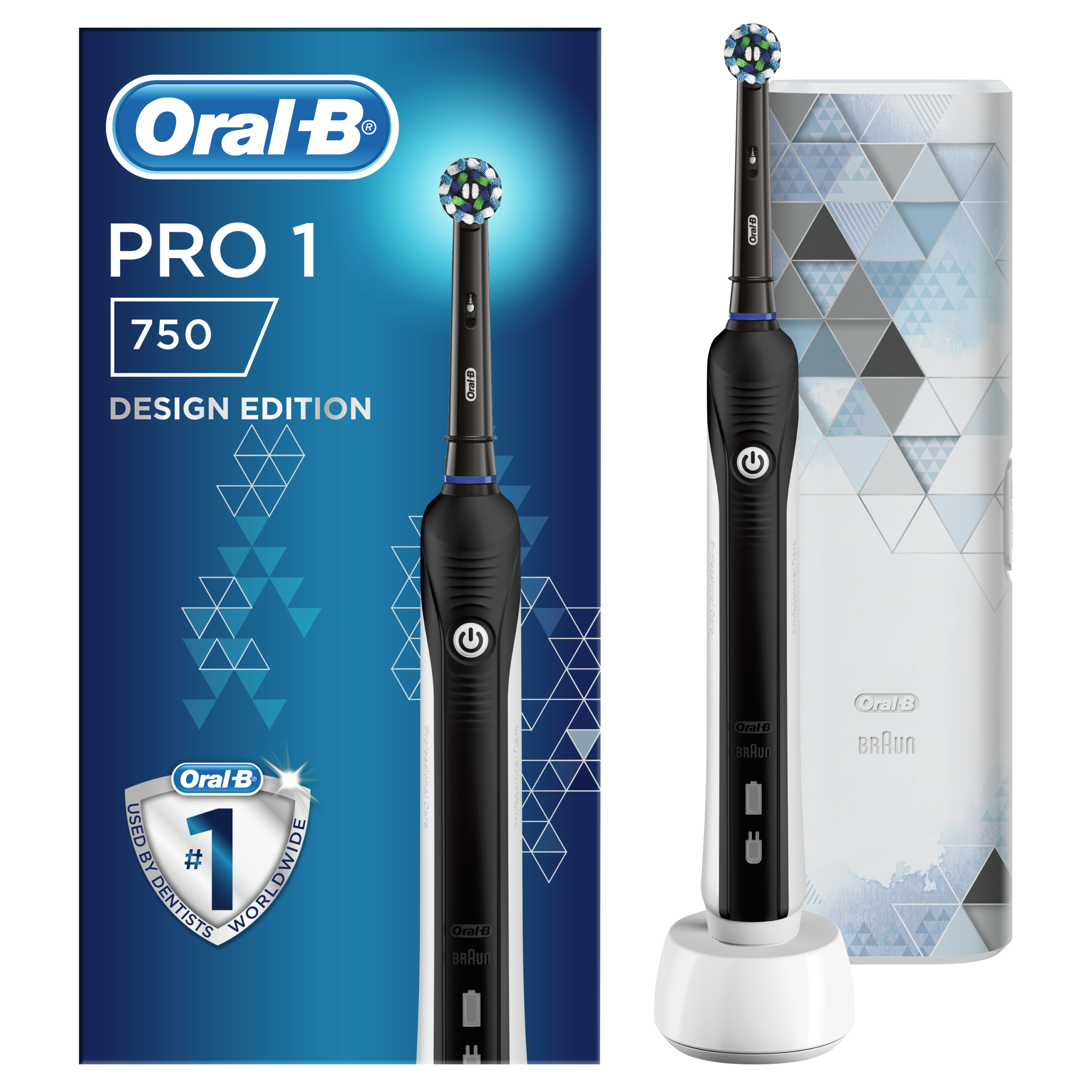 Oral-B PRO 1 / 750 elektriline hambahari koos surveanduri ja reisikarbiga (1 režiim, 1 harjapea - MUST)