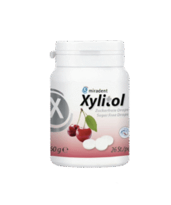 Lutsukommid Miradent KIRSS 100% Xylitol 60g (suhkruvabad pastillid ksülitooliga)