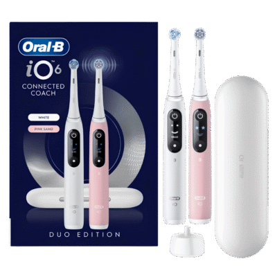 Oral-B iO6 elektriline hambahari White Alabaster / Pink Sand (2 hambaharja, 5 režiimi, ekraan)