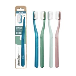 Käsihambahari JORDAN Change Green Clean + 4 vahetusotsikut (MEDIUM)