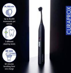 CURAPROX Black Is White elektriline hambahari (3 režiimi + Reisikarp) - Pilt 3