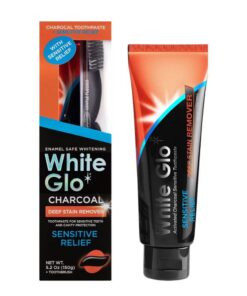White Glo Charcoal Deep Stain Remover valgendav hambapasta 100ml (tundlikele hammastele)