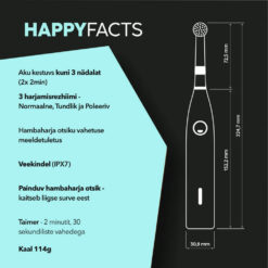 happybrush ECO R2 All Black elektriline hambahari (pöörlev, 3 režiimi) - Pilt 2