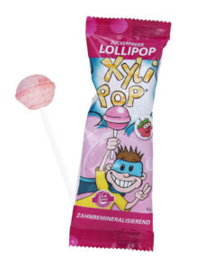 Miradent XyliPOP MAASIKA hambasõbralik pulgakomm 6g (suhkruvaba, ksülitooliga)