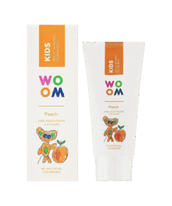 Woom KIDS Peach fluoriidiga hambapasta lastele (3-8.a) 50ml