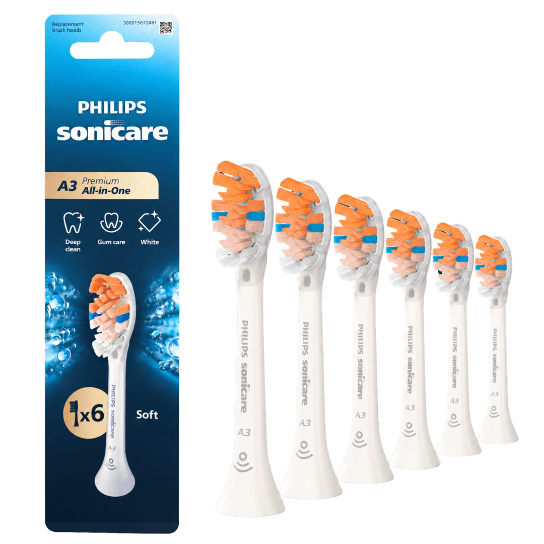 Philips Sonicare A3 Premium All-in-One (Soft) pehmed hambaharja otsikud HX9096/87 (VALGE, 6 tk)